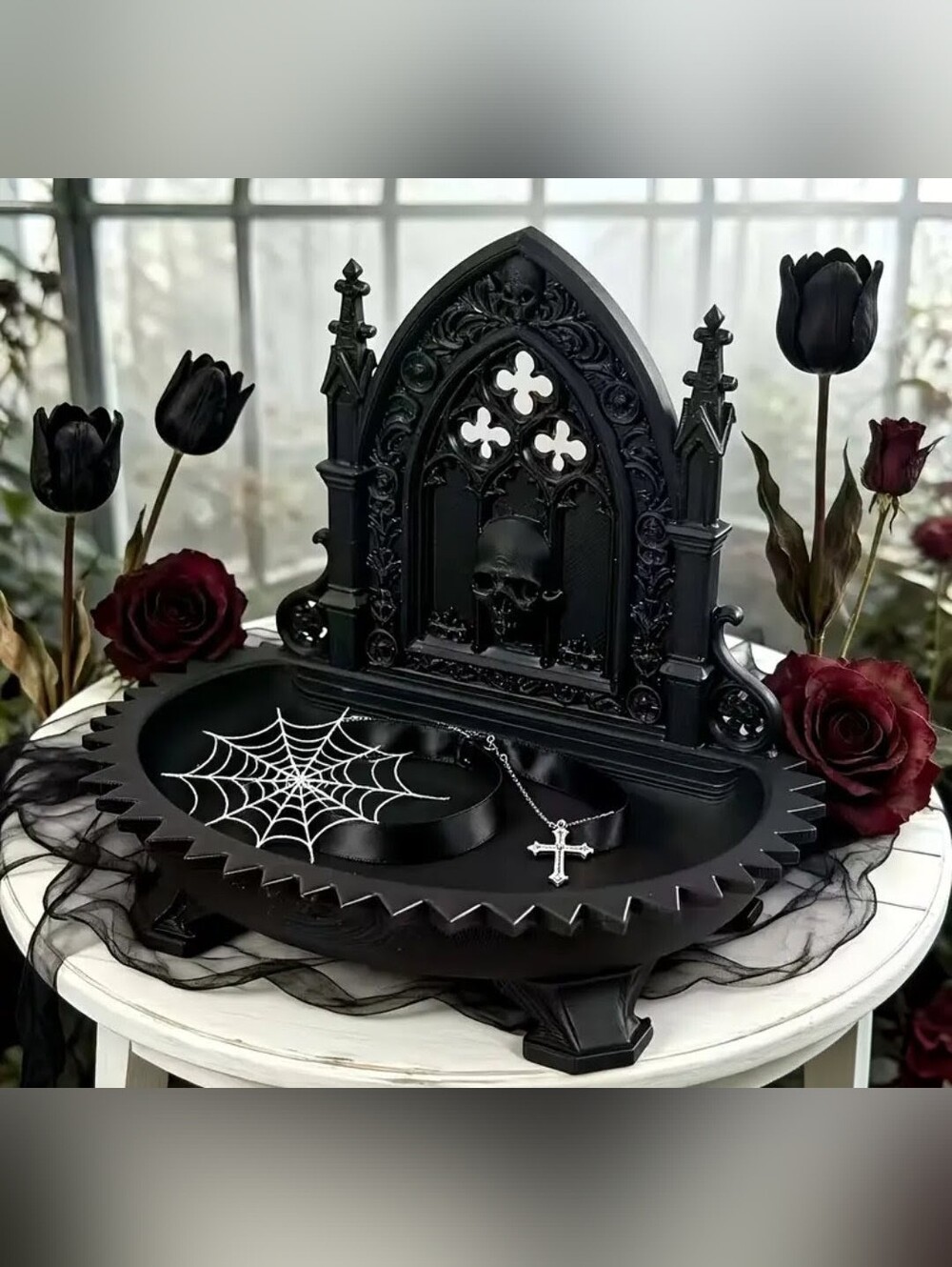 Gothic Black Skull Trinket Dish -3d Printed Filament